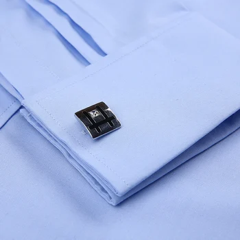 Mænds fransk Manchetknapper Solid Skjorter med Lomme Business-Regular-fit langærmet Twill/stribet t-Shirt (Manchetknapper i prisen)