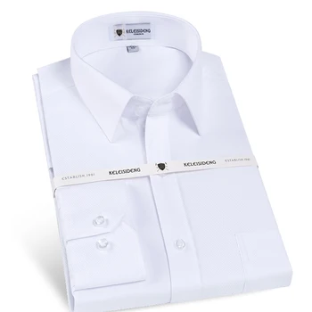Mænds Rynke-Fri Solid Twill Skjorte Lomme Foran Reversible manchetter Mandlige Business Slim Cut Version Hvidt Arbejde Office-Shirts