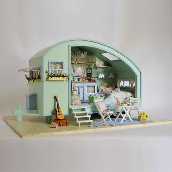 Møbler DIY Dukke Hus Wodden Miniatura Dukke Huse, Møbler Kit DIY Puslespil Samle Dukkehus Legetøj Til Børn gave A016