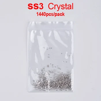 Nail Art Rhinsten,1440pcs/masse SS3 krystalklart Top Kvalitet Flatback Ikke Hotfix Søm Smykker Tilbehør,Negle Dekoration Værktøj