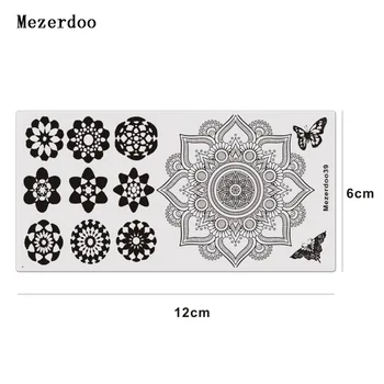 Nail Stamping Skabelon Sæt Mandala Rektangel Design Nail Art Stempel Billede Plade til Søm Kunst Stempling Af Kits Mezerdoo39