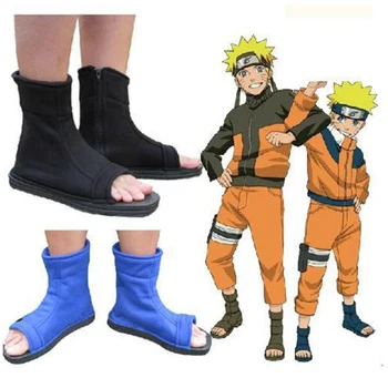 Naruto Cosplay Sko Naruto Ninja Landsby Konoha Sort Blå Sandaler Støvler