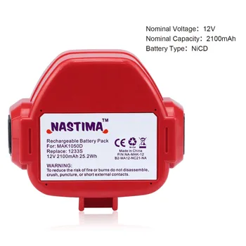 NASTIMA 12V 2100mAh Ni-CD Udvidet Batteri til Makita 1233/1234/1235/1235B/1235F/192696-2 Batteridrevet Værktøj