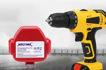 NASTIMA 12V 3100mAh Ni-MH Udvidet Batteri til Makita 1233/1234/1235/1235B/1235F/192696-2 Batteridrevet Instrumenta(Red)