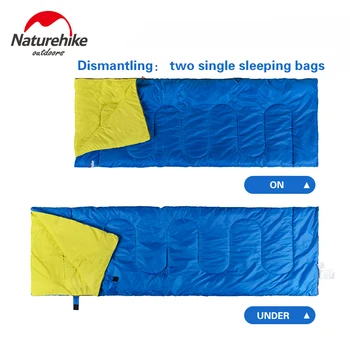 Naturehike Par dobbelt soveposer Udendørs camping vandring sovepose 2,15 m*1.45 m Bærbare Sovepose, Pude