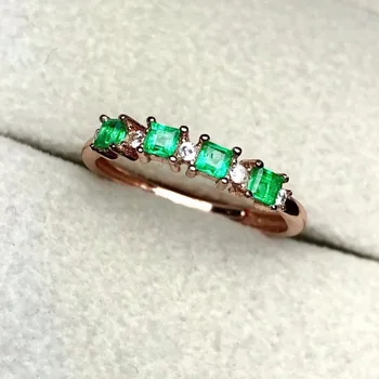 Naturlig grøn smaragd-ædelsten ring i 925 sterling sølv, med fine smykker til kvinder ,Real smaragd Ring med box