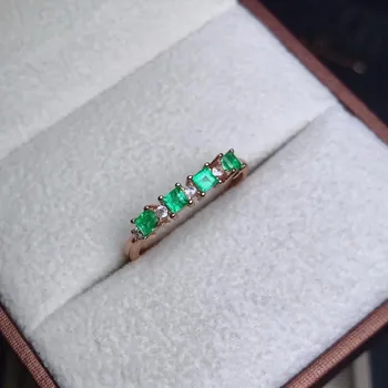 Naturlig grøn smaragd-ædelsten ring i 925 sterling sølv, med fine smykker til kvinder ,Real smaragd Ring med box
