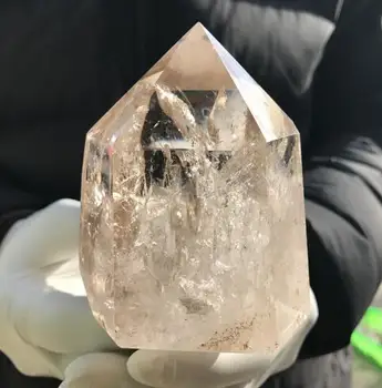 Naturlig klar quartz krystal obelisk wand til at helbrede