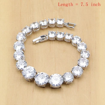 Naturlige 925 Sølv Brude Smykker Hvide Zircon Smykker Sæt Til Kvinder Bryllup Øreringe Vedhæng Halskæde, Armbånd, Ringe