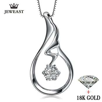 Naturlige Diamant halskæde Vedhæng Ren 18K Guld Smykker Charme kvinder Pige gave Elegante Mode englevinger hot salg ny god fin