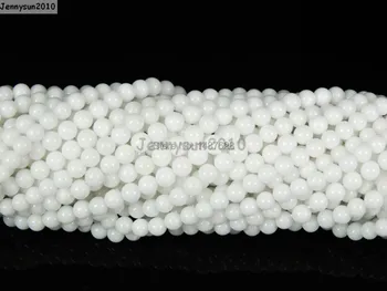 Naturlige Hvidt Alabast Perler, Sten, 3 mm Glat Rund Spacer Løse Perler 15