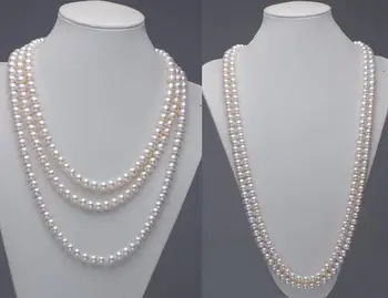 Naturlige Perle Halskæde 8-9mm Hvid Pink Farve Lange Perle Halskæde 45cm-200cm Perfekt Lady ' s Bryllup Smykker