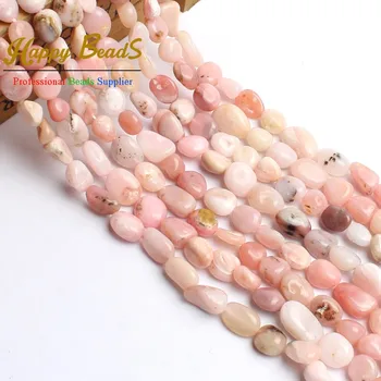 Naturlige Sten Perler 8-10mm Uregelmæssige Pink Opal Løse Perler Til smykkefremstilling Øreringe Strand 15inches en strand