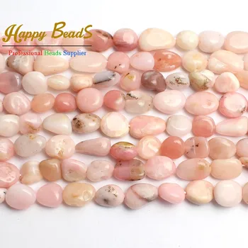 Naturlige Sten Perler 8-10mm Uregelmæssige Pink Opal Løse Perler Til smykkefremstilling Øreringe Strand 15inches en strand