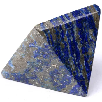 Naturlige Tumlede Lapis Lazuli Halvædelsten Pyramide Skåret Pyramideformet Krystal Healing Håndværk HRT068