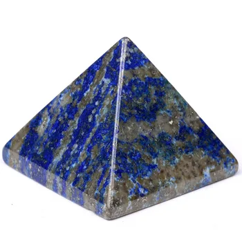 Naturlige Tumlede Lapis Lazuli Halvædelsten Pyramide Skåret Pyramideformet Krystal Healing Håndværk HRT068