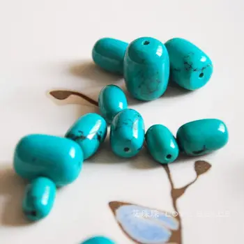Natursten blå turkis tønde løse perler DIY armbånd, halskæde, øreringe og smykkefremstilling håndværk resultater håndlavede materialer