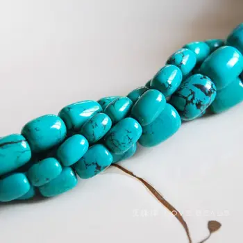 Natursten blå turkis tønde løse perler DIY armbånd, halskæde, øreringe og smykkefremstilling håndværk resultater håndlavede materialer