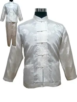 Navy Blå Kinesiske Mænd ' s Satin Kung Fu Passer Traditionelle Mandlige Wu Shu Sæt Tai Chi Ensartet Tøj Plus Størrelse S-XXXL MS002
