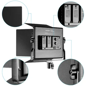 Neewer 3200-5600K Bi-color Dæmpbar CRI 95 660 LED-Lys+U Beslag Barndoors til Studie/YouTube/Fotografering/Video EU Stik