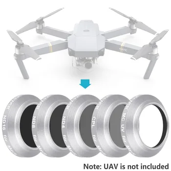 Neewer 5 Stykker Filter Kit til DJI Mavic Pro Drone Quadcopter UV-CPL ND4, må ikke overstige ND8 og ND16 Filter Optisk Glas Aluminium Ramme