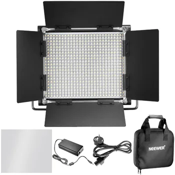 Neewer 660 LED Video Lampe Bi-Color Dæmpbar 3200-5600K med U-Beslag Barriere+2 Stk Li-ion Genopladeligt Batteri+USB-Oplader