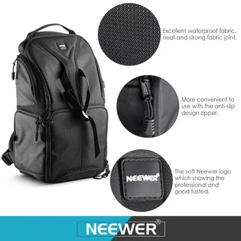 Neewer kamera taske 24.9x20x42.9 cm skulder rygsæk Holdbar Vandtæt Sort til Nikon, Canon, Sony, Pentax Olympus DSLR