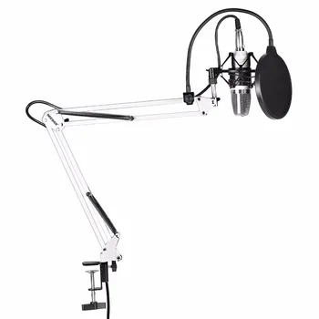 Neewer NW-700 Mikrofon Kit,som indeholder:(1) Kondensator Mikrofon + (1) Mikrofonen Stå +(1) Pop-Filter +(1) Shock Mount White