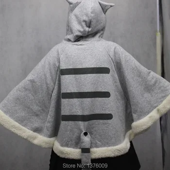 Neko Atsume Kat Baghave Cosplay Kappe Søde Japanske Tegnefilm Varm Kostume Hættetrøjer Med Halen Kawaii Daglige Fleece Frakke