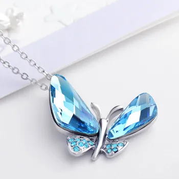 Neoglory Østrig Krystal & Auden Rhinestone Elegante Butterfly Stil Lang Tid Charm Halskæde Srping Klassisk Moderne Design