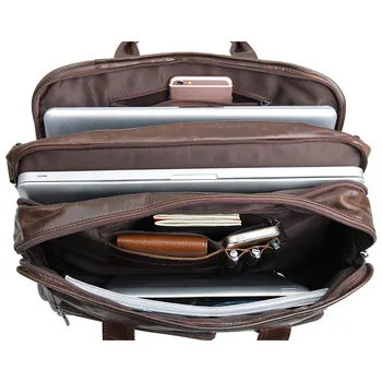 Nesitu Fremme Høj Kvalitet Vintage Virkelige Ægte Læder Rejsetaske Mænd Taske 15.6 tommer Laptop Mænd Messenger Tasker #M7093