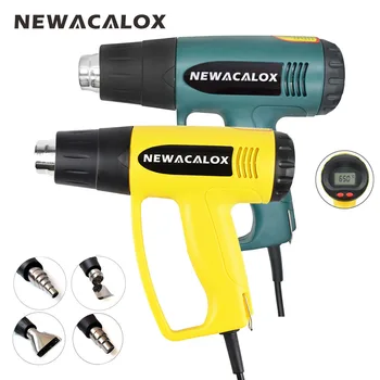 NEWACALOX 2000W 220V EU Stik Industriel Elektrisk Varm Luft Pistol Termoregulator LCD-Varme Kanoner Skrumpe Indpakning Termisk Varmelegeme Dyse