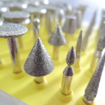 NEWACALOX 50stk Diamant Core Drill Bit Sat til Polering Poleret Polering Øvelser Rotary Burr for Dremel Router Glas Mini-Bits