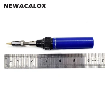 NEWACALOX Mini DIY Butan Gas Lodde Lodde Jern Pistol Torch Tip Instrumenta 3 i 1-Elektronik loddekolbe Kuglepen Formet Trådløse