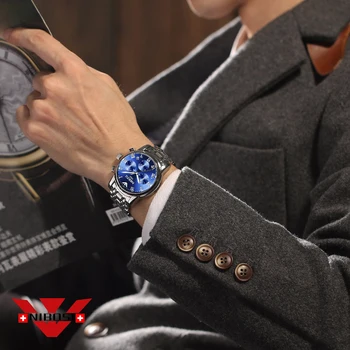NIBOSI Relojes Top Luksus Mærke Mekaniske ure mænd Casual Import kvarts-ur, rustfrit Stålnet rem ultra tyndt ur mandlige Ny