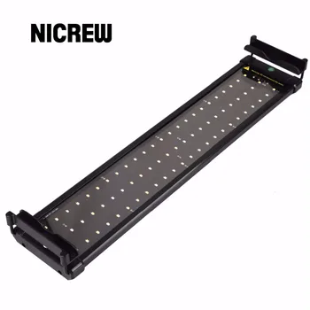 Nicrew 30-92cm 100-240V Akvarium LED-Belysning Fisk Tank Lampe med Udtrækkelige Beslag, Hvid og Blå Lysdioder Egnet til Akvarium