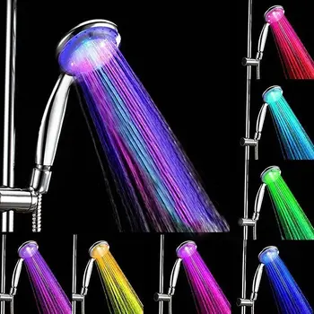 Niende Verden Mærke Badeværelse Brusehoveder LED Flerfarvet 7 Farver Vandet Glød lys brusehoved