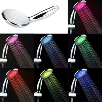Niende Verden Mærke Badeværelse Brusehoveder LED Flerfarvet 7 Farver Vandet Glød lys brusehoved