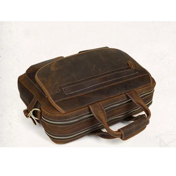 NIUBOA Ægte Læder Mænd Bag Crazy Horse Læder Håndtasker Vintage Forretning skuldertaske Laptop Taske Messenger Taske