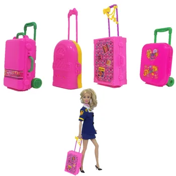 NK-4 Indstille Mode Dukke Tilbehør, Plast Møbler, Børn Legetøj Spille House 3D-Rejser Tog Kufferten Bagage Til Barbie Dukke