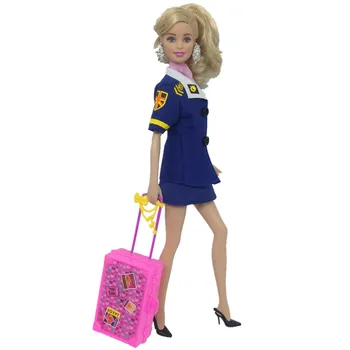 NK-4 Indstille Mode Dukke Tilbehør, Plast Møbler, Børn Legetøj Spille House 3D-Rejser Tog Kufferten Bagage Til Barbie Dukke