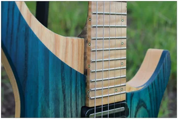 NK Hovedløse Elektrisk Guitar steinberger style Model Blue burst Farve Hvid Flamme ahorn Hals på lager Guitar gratis fragt