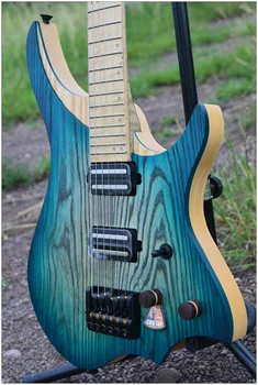 NK Hovedløse Elektrisk Guitar steinberger style Model Blue burst Farve Hvid Flamme ahorn Hals på lager Guitar gratis fragt