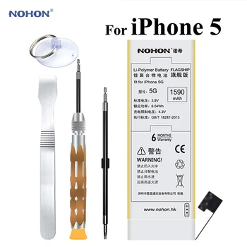 NOHON Batteri til Apple iPhone 5 5G iPhone5 Høj Reelle Kapacitet 3.8 V 1590mAh Li-polymer Lithium-Batterier Med Værktøjer