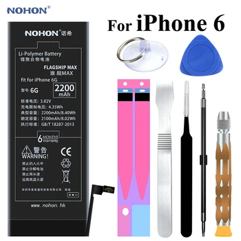 NOHON Til Apples iPhone 6 6G iPhone6 2200mAh Batteri Høj Reelle Kapacitet er indbygget i Telefonen Batería Udskiftning af batterier + Gratis Værktøjer