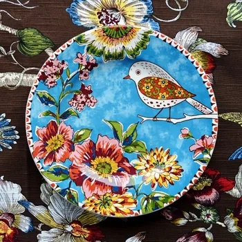 Nordisk Landsby keramisk bordservice Blomster dekorative skål Vestlige skål salat small cap Vestlige Skål Frugt skuffe Gratis Fragt