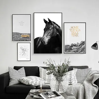 Nordisk Plakat, Plakater Og Prints Afslappet Ferie Hest Væg Kunst Lærred Maleri På Væggen Billeder Til Stuen Urammet
