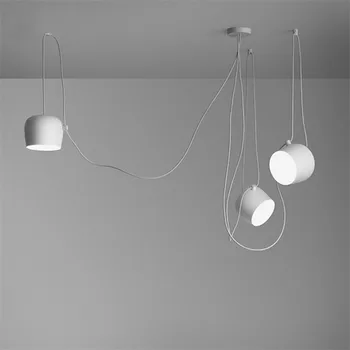 Nordisk Vedhæng Lys LED Tromle Pendel Lampe Stativ Sort Aluminium Suspension Til køkken Belysning i Hjemmet Hængende Lampe