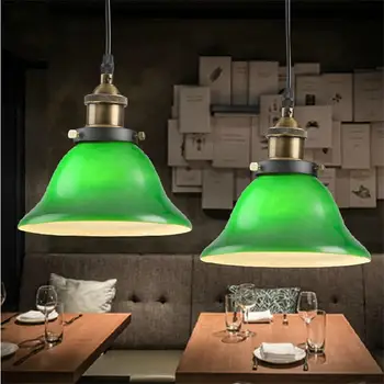 Nordisk Vintage Vedhæng Lys USA Bar Cafe Retro Emerald Glas Hængende Lamper Minimalistisk Restaurant Droplight Armatur E27 Edison