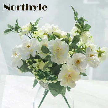 Northyle kunstige te rose blomster decor falske blomster flores bryllup dekoration real silk flower touch